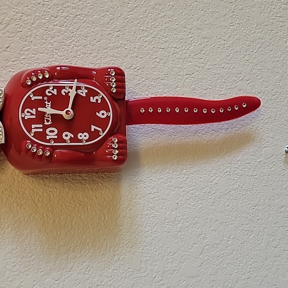 Jeweled Scarlet Red Kit-Cat Klock clock SUPER RARE - Picture 6 of 6